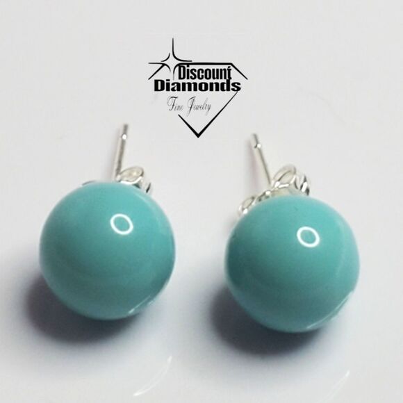 Light Blue 10mm  South Sea Shell Pearl Stud Earrings on 925 Sterling … - Picture 2 of 6